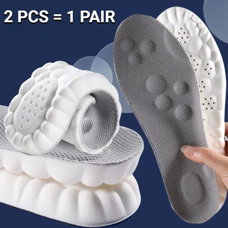 4D Latex Sport Insoles Soft High Elasticity Shoe Pads Breathable Running Basket Shoe Sole Arch Support Orthopedic Inserts Unisex