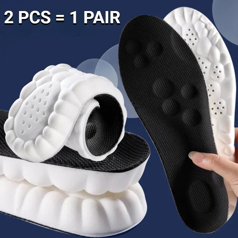 4D Latex Sport Insoles Soft High Elasticity Shoe Pads Breathable Running Basket Shoe Sole Arch Support Orthopedic Inserts Unisex